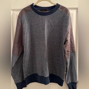 Men's Blue, Gray, and Brown Sweatshirt